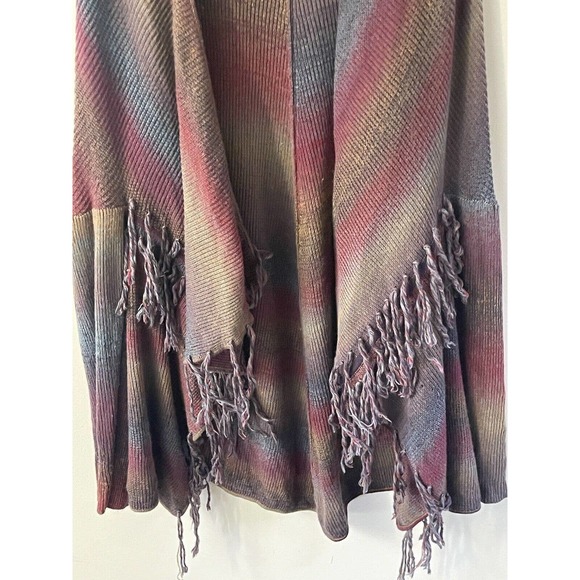 KAKTUS WATERFALL CARDIGAN WOMENS 2X3X FRINGE WARM BOHO SOUTHWESTERN OPEN SWEATER - Picture 2 of 12
